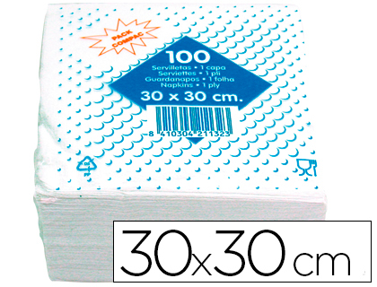 100 servilletas algodón 30x30cm. blancas 1 capa